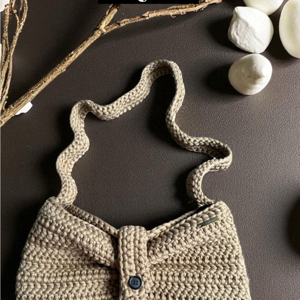 Chic Beige Crochet Shoulder Bow Bag
